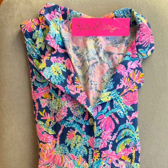 Lilly Pulitzer PJ Knit LS Button Up Top Oyster Bay Navy Seen and Herd Knit NWT - Picture 3 of 15